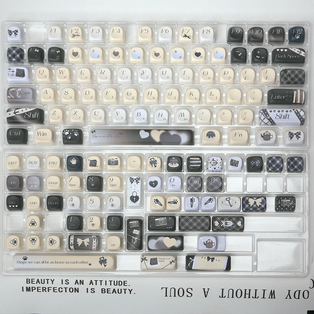 Eve MOA Keycap Tinggi Sublimasi Panas Susu Lucu Kuning Kustom Kecil Set Lengkap Adaptasi Hi75 F75