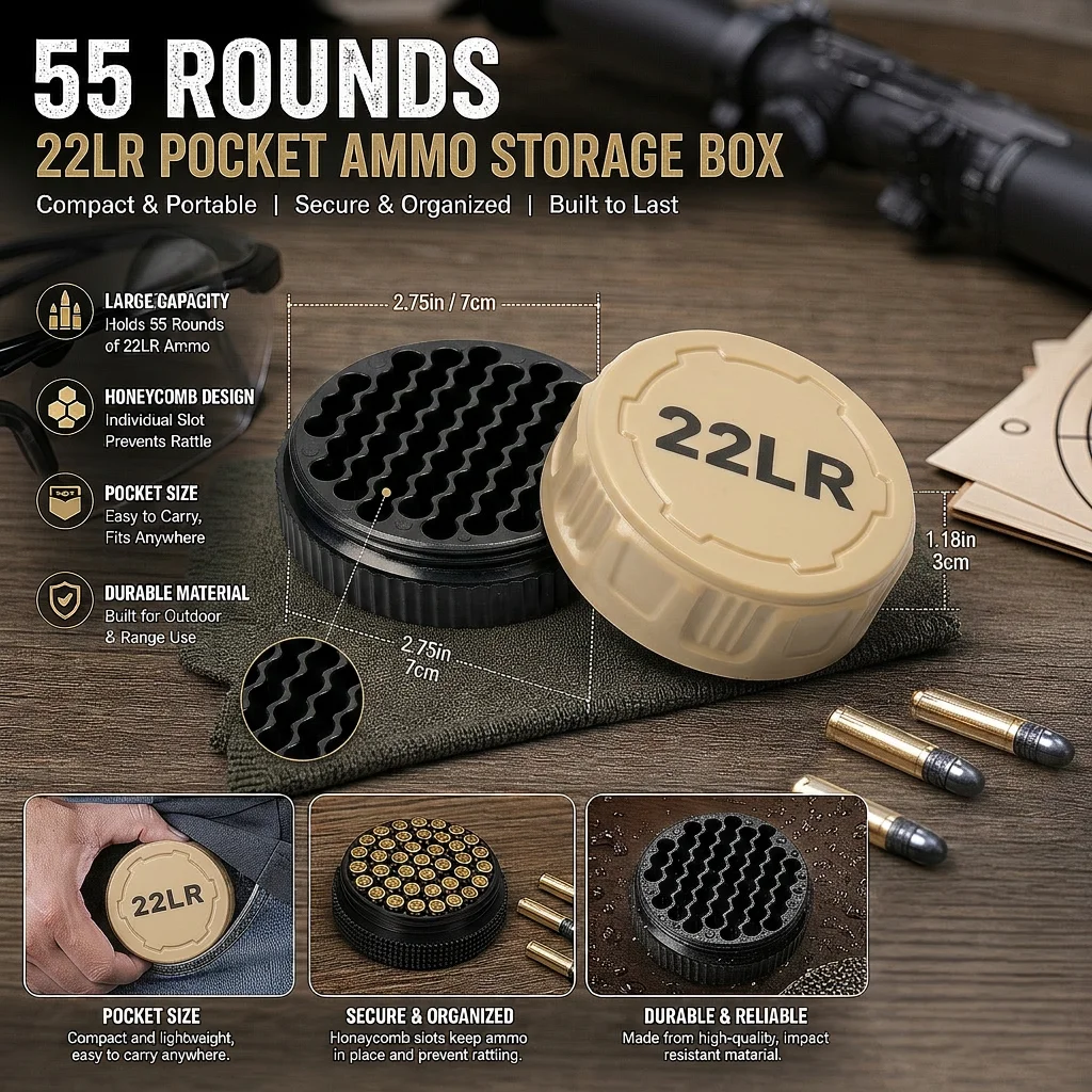 A Compact Storage Case Capable of Holding 55 .22LR Rounds—Convenient for Carrying to the Shooting Range.
