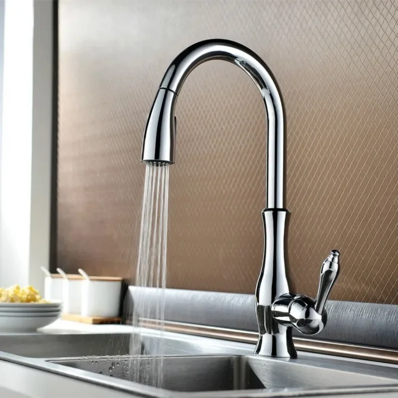 Gold Touch Sensor Kitchen Faucet 360 Rotation Pull-Out Single Handle Tap Dual Mode Sink Mixer Hot and Cold