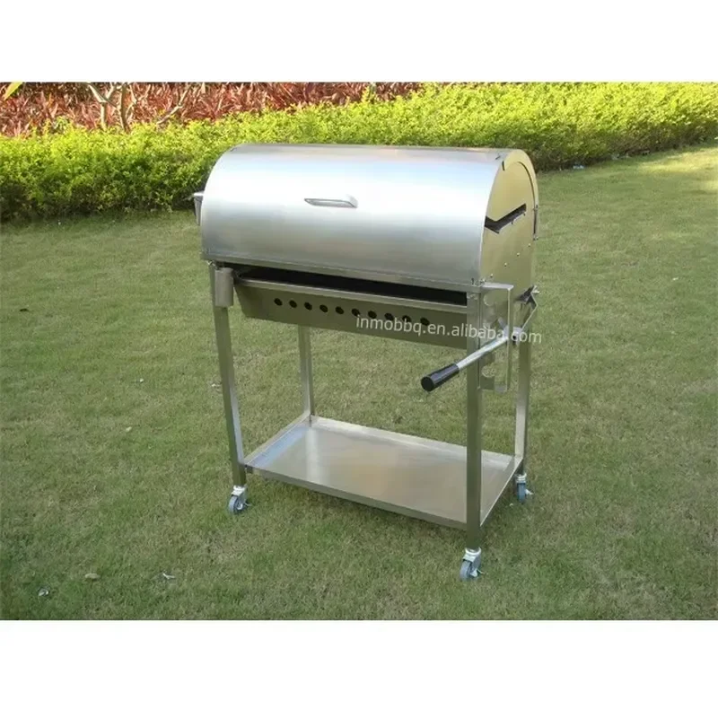 30KG Stainless Steel BBQ Grill with Lid for Commercial Chicken Roasting Heavy Duty Barbecue Equipment for Outdoor Cooking