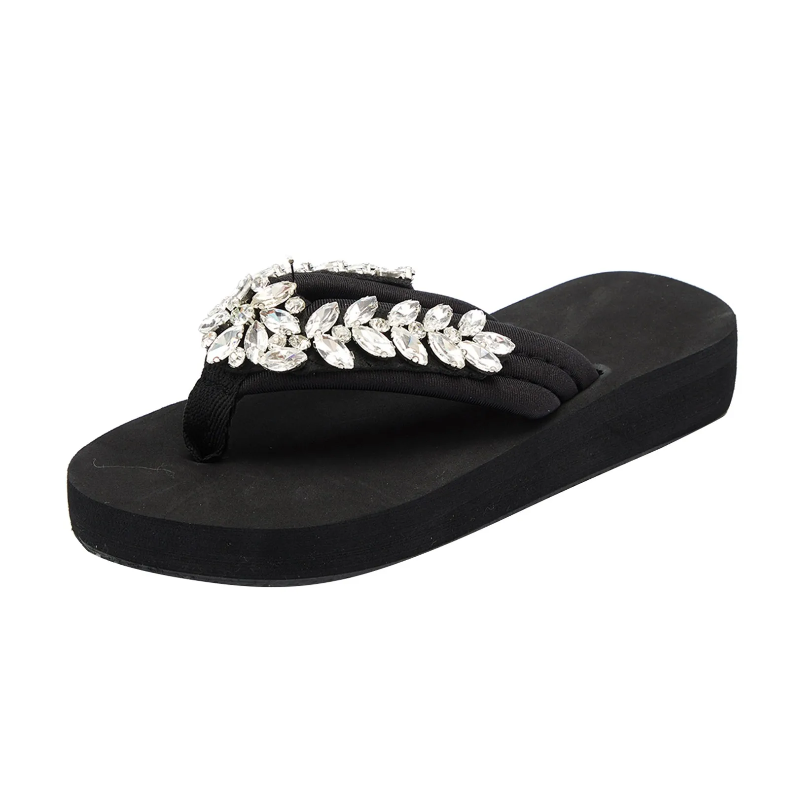 Ladies Shoes Thick Sole Slippers Fashion Diamond Flip Flops Outdoor Beach Slippers Flip Flops Women