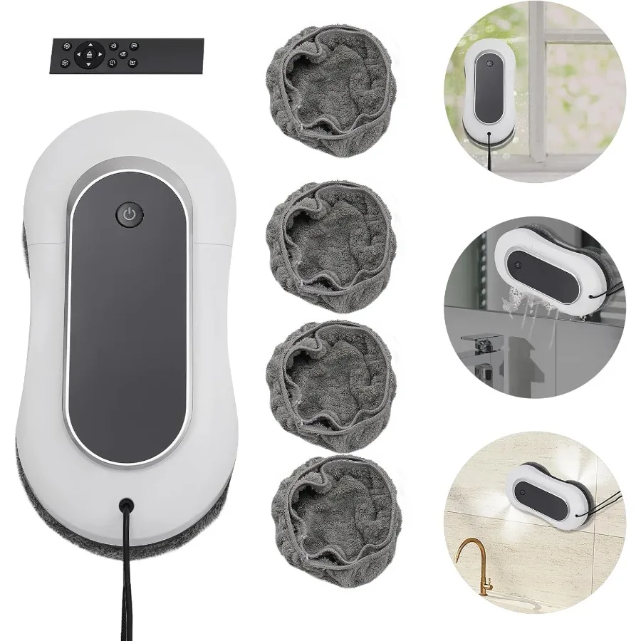 Elektrisch raamreinigingsgereedschap met afstandsbediening: slimme dubbele waternevelglasreinigingsrobot met 3200 Pa sterke zuigkracht I