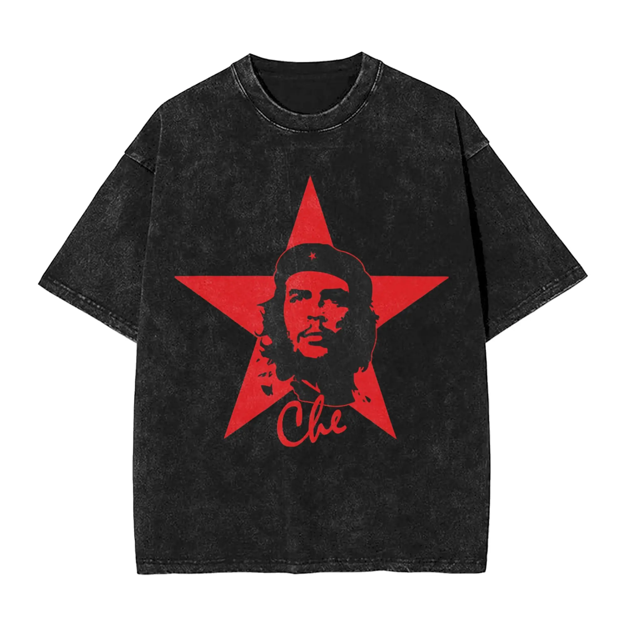 Harajuku Washed Shirt Che Guevara Cuba Revoluti  Accessories Vintage T Shirt Oversize  Streetwear 100% Cotton Printed Tees