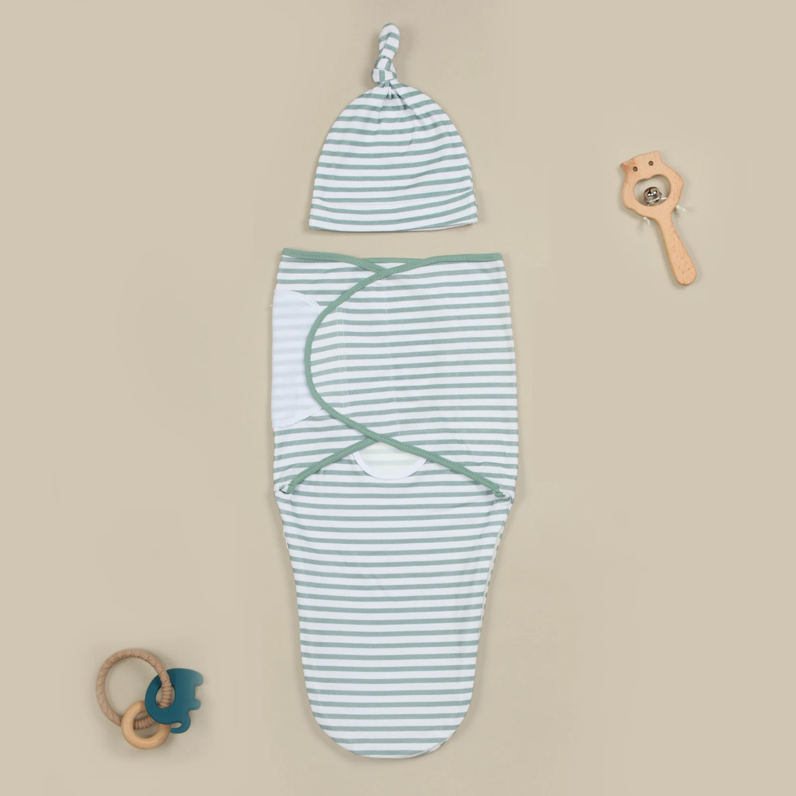 

Пеленки-коконы и повязки на голову для новорожденных, мягкие пеленки-коконы для малышей 0-3 месяцев, дизайн пеленки имитирует форму (полосатый принт)