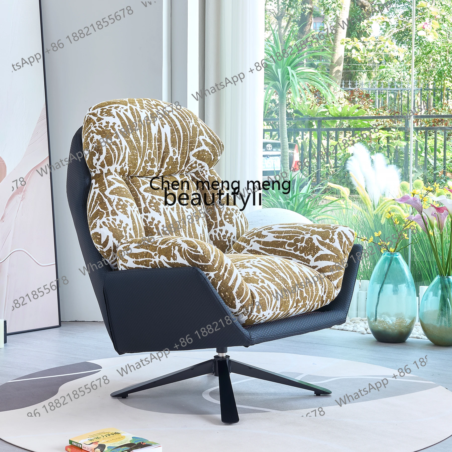 탈부착 가능한 소파 의자, 거실 발코니용 360도 회전 싱글 의자, 레저 의자 H