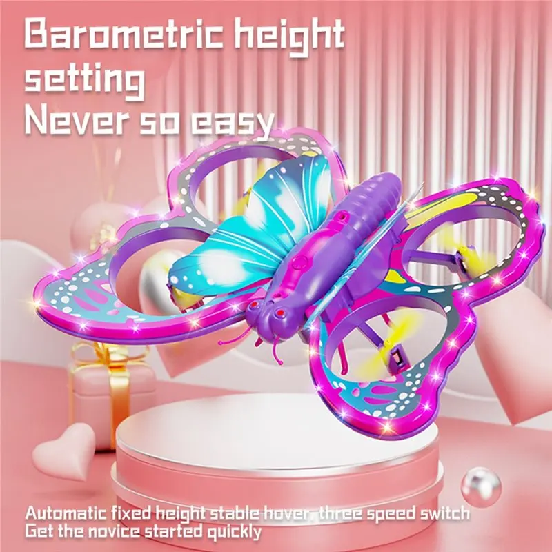 A63T-V40 Glitter Vlinder Afstandsbediening Quadcopter RC Vliegtuigen 2.4Ghz Mini Drone Zwaartekracht Sensing Cadeau Voor Kinderen