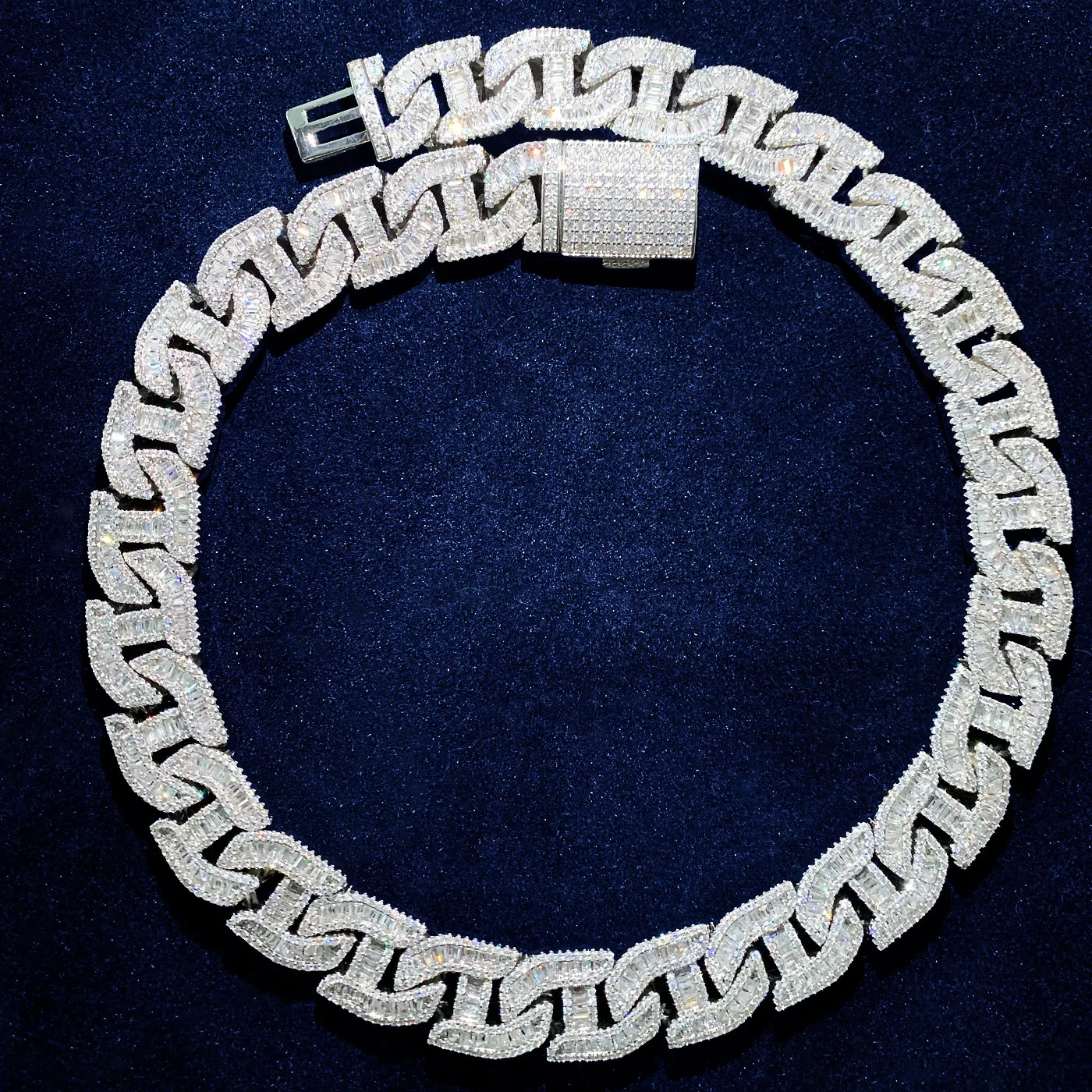20mm 5A ジルコン 不規則なバゲットネックレス キュー - Men'S Fashion Gold Chain のレビューと価格