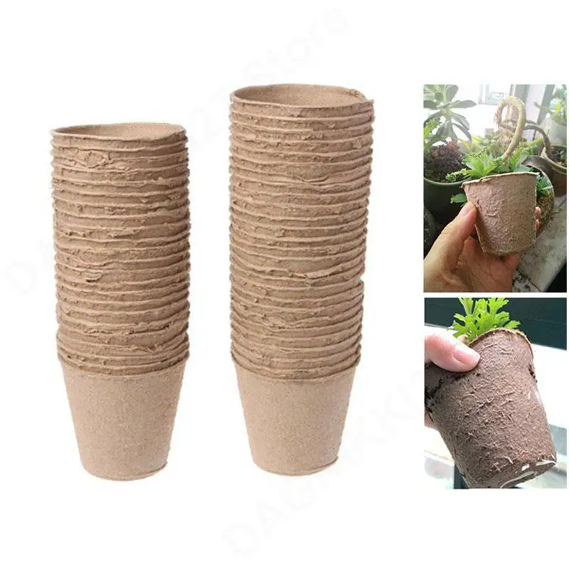 

50pcs Paper Pot Plant Starters Nursery Cup Kit Organic Biodegradable Eco-Friendly Home Cultivation Garden Tools Gardening U27