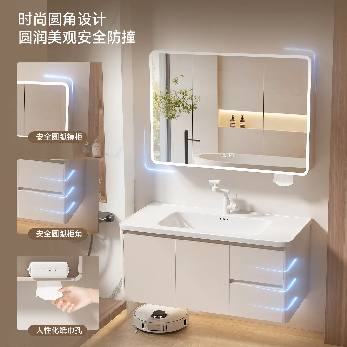 Thickened all-aluminum honeycomb aluminum bathroom cabinet integrated ceramic basin sink