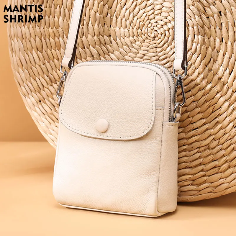 Tas wanita kulit asli tas ponsel tas bahu berkualitas tinggi tas Crossbody wanita mewah tas bahu Messenger Multi lapisan saku