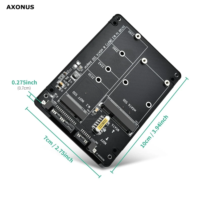 M.2 to SATA Adapter - 2 in 1 Converter for MSATA/M.2 NGFF SSD to 2.5