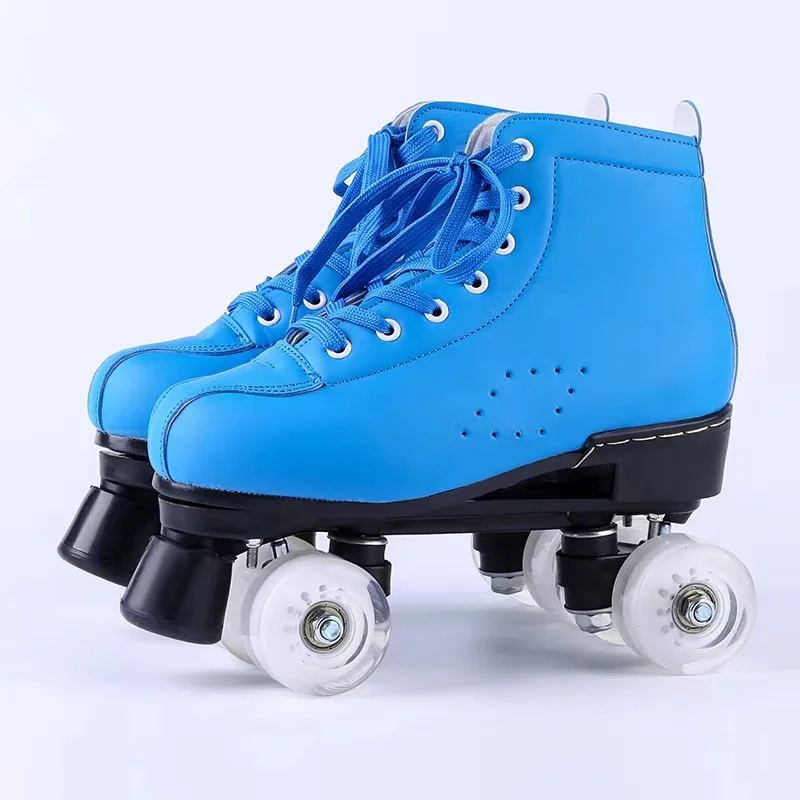 Pink Blue Double Row 4 Wheels Roller Skates Shoes Patines 2 Line Outdoor Men Women Quad Skating Sneakers Sport Beginner 