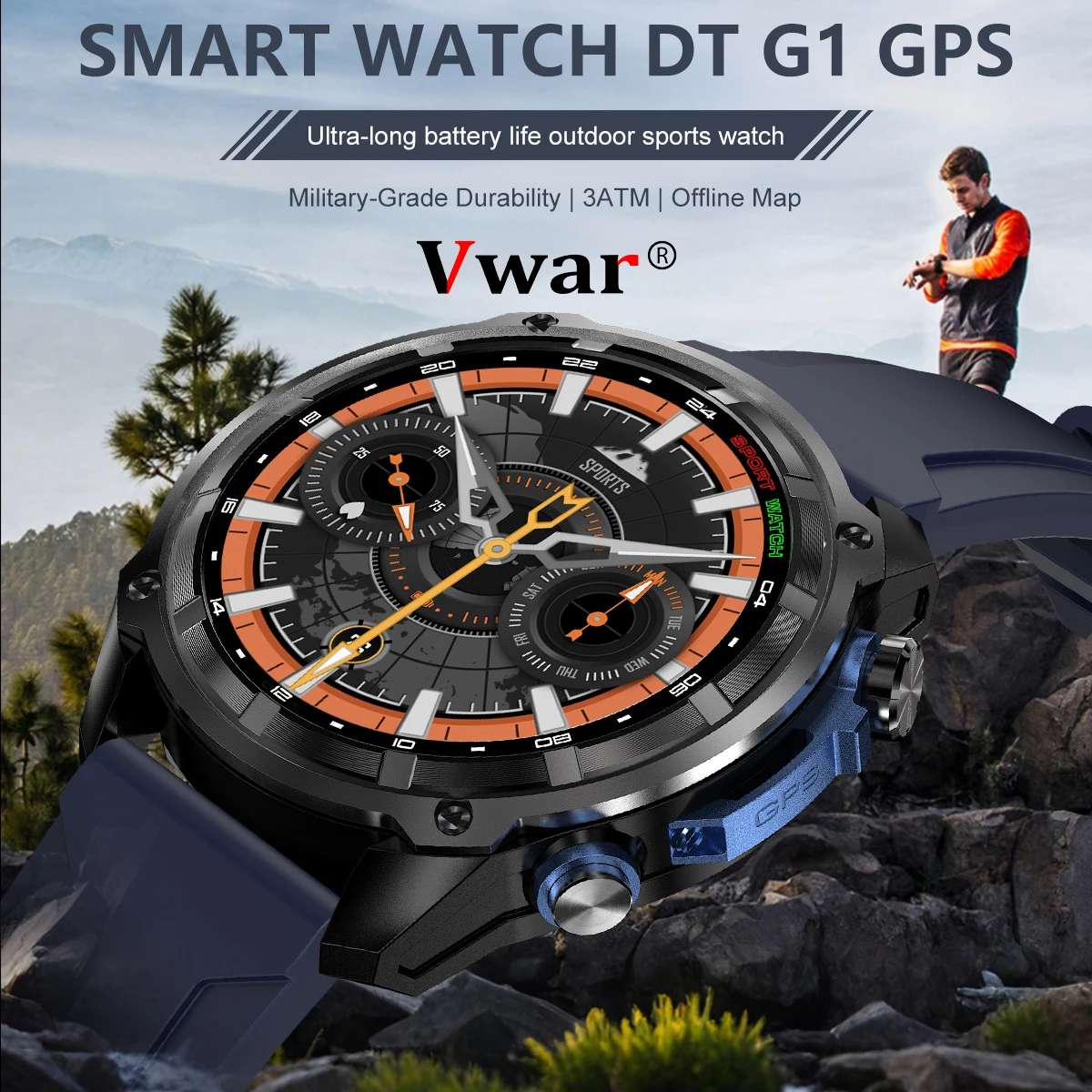 Nowy Smartwatch GPS z mapami offline, 4GB pamięci, odtwarzaczem wideo, wodoszczelnością 30m, wyświetlaczem AMOLED, idealny dla mężczyzn, do sportów militarnych i pływania, rok 2025.