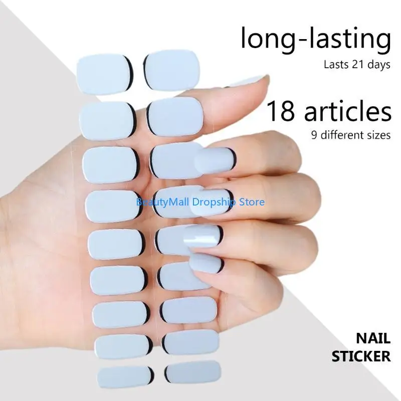 40JD Semi Cured Gel Nails Stickers Full Wrap Nails Polish Strips French Gel Strips Gradient Wraps for Women