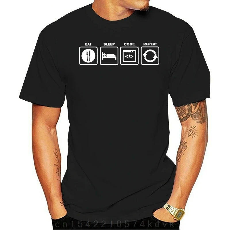 Summer Fashion Hot Eat Sleep CODE T-shirt Programmers Gift Programming Geek T-shirt  Tee shirt