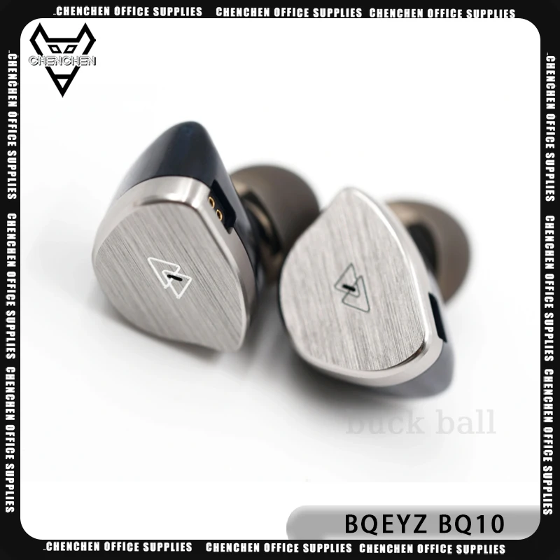 BQEYZ BQ10 in-Ear Earbuds 12mm PET Dynamic Driver HiFi Wired IEM 2Pin Detachable Gaming Earphones Silver-plated OFC Cable Custom