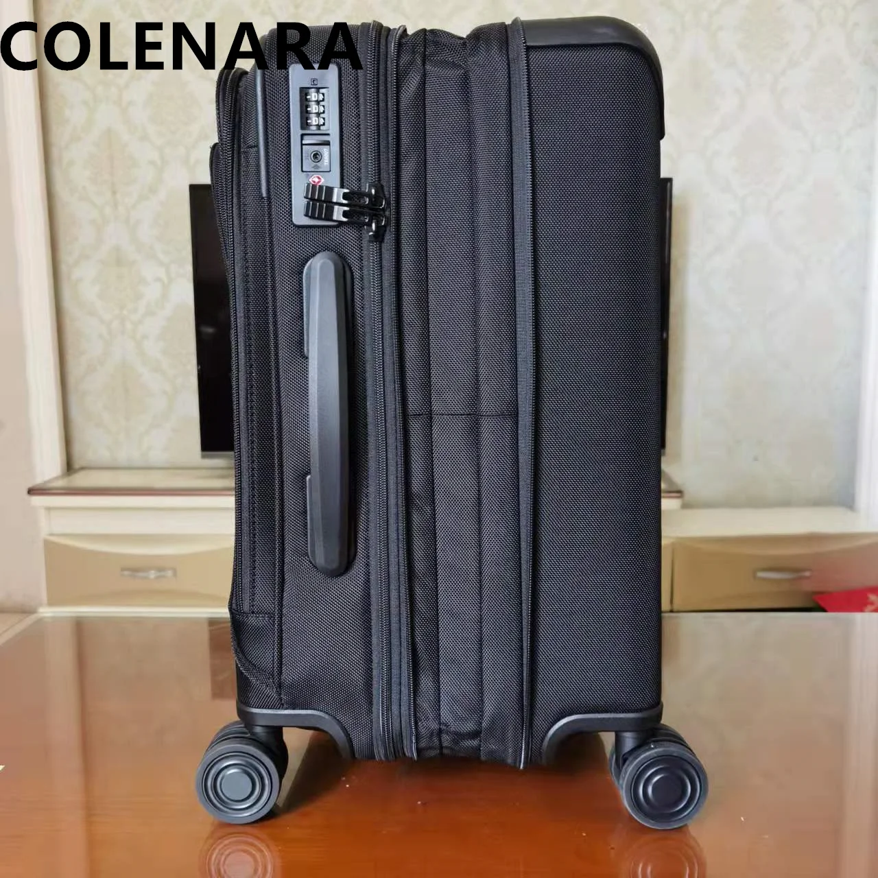 COLENARA-Valise d'embarquement en nylon pour homme, boîte à mot de passe, sac de voyage à roulettes, bagage à main extensible, 20 pouces, nouveau