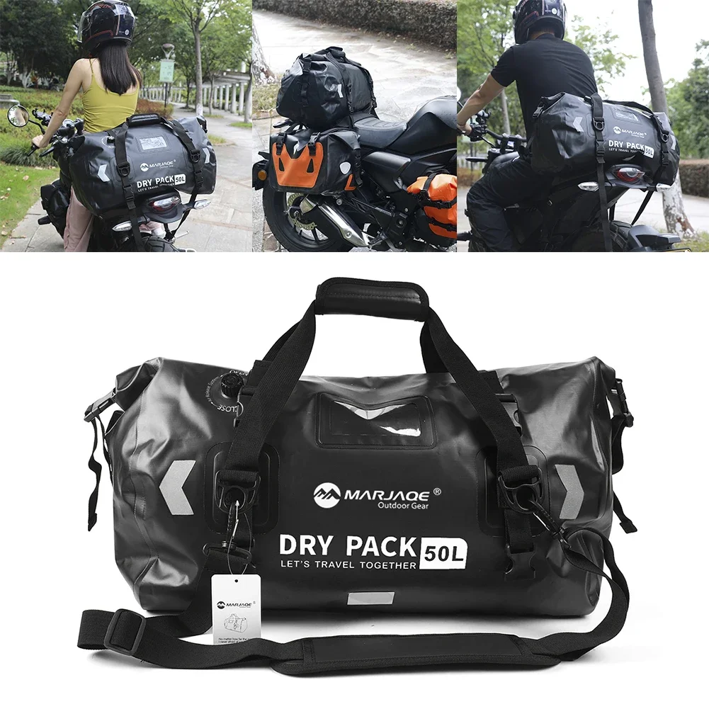 

Waterproof Motorcycle Luggage Bag with Rope Straps Motorbike Luggage Backpack 50L/80L for Motorcycling Fishing Outdoor Adventure