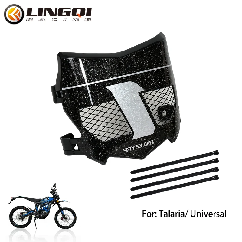 LINGQI RACING Motocyklowa Przednia Tablica Rejestracyjna Czarna Wentylowana Osłona z Naklejką do Talaria Sting Dirt E-bike Skuter