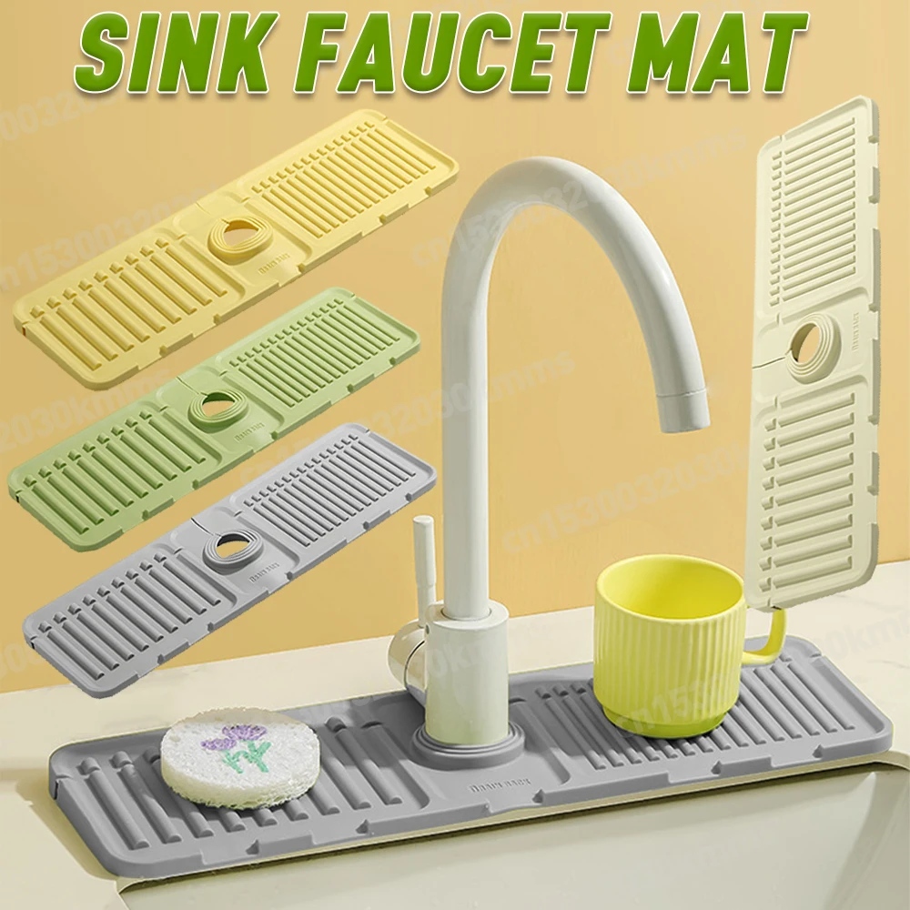 44.5cm Kitchen Silicone Sink Faucet Mat Splash Guard for Sink Faucet Nozzle Absorbent Sink Protectors Mat Kitchen Sink Gadgets