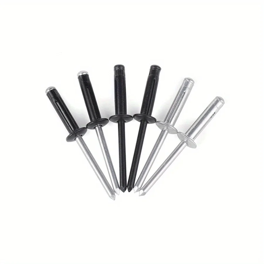 50 Uds. Remaches ciegos triples de aluminio bombilla pintada en negro remache ciego remache ciego estructural fijación de sujeción para el hogar 4*18,8 5/32 pulgadas
