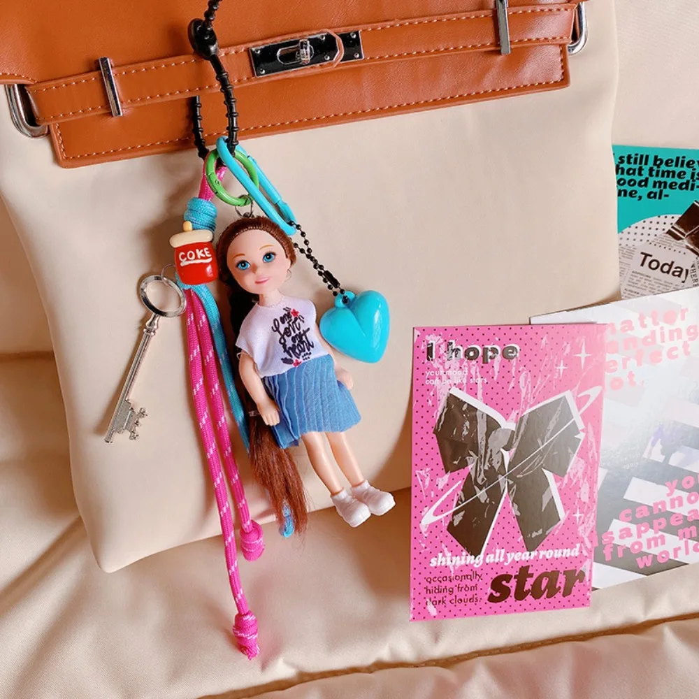 Pendant Key Ring DIY Change Clothes Bag Charm Cute Doll Couple Keychain Bag Hanging Backpack Accessory Ornament Gift for Barbie
