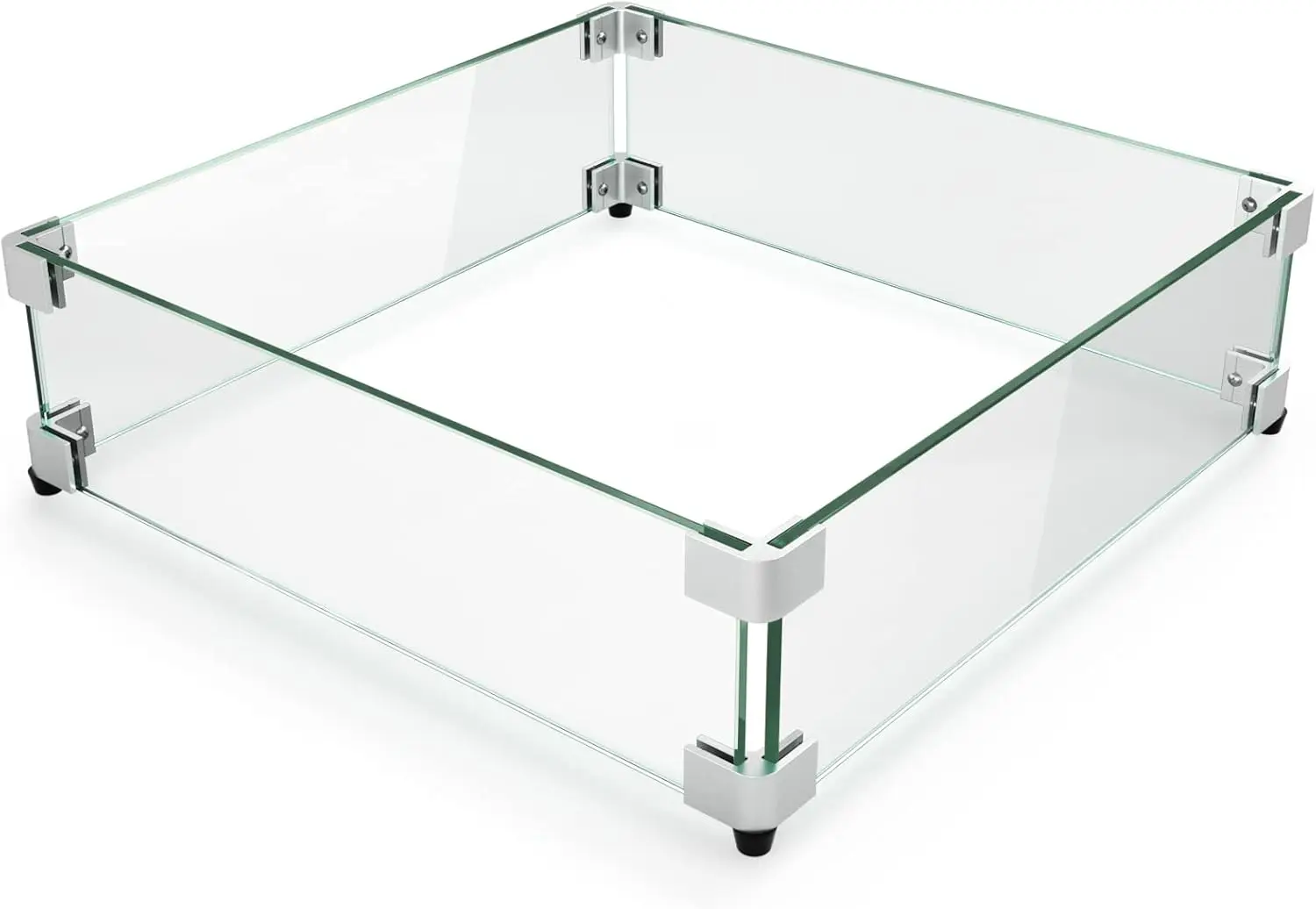 

15" x 15" x 6" Fire Pit Glass Wind Guard, Tempered Glass Firepit Table Shield, Thick and Sturdy, with Hard Aluminum Corner Br