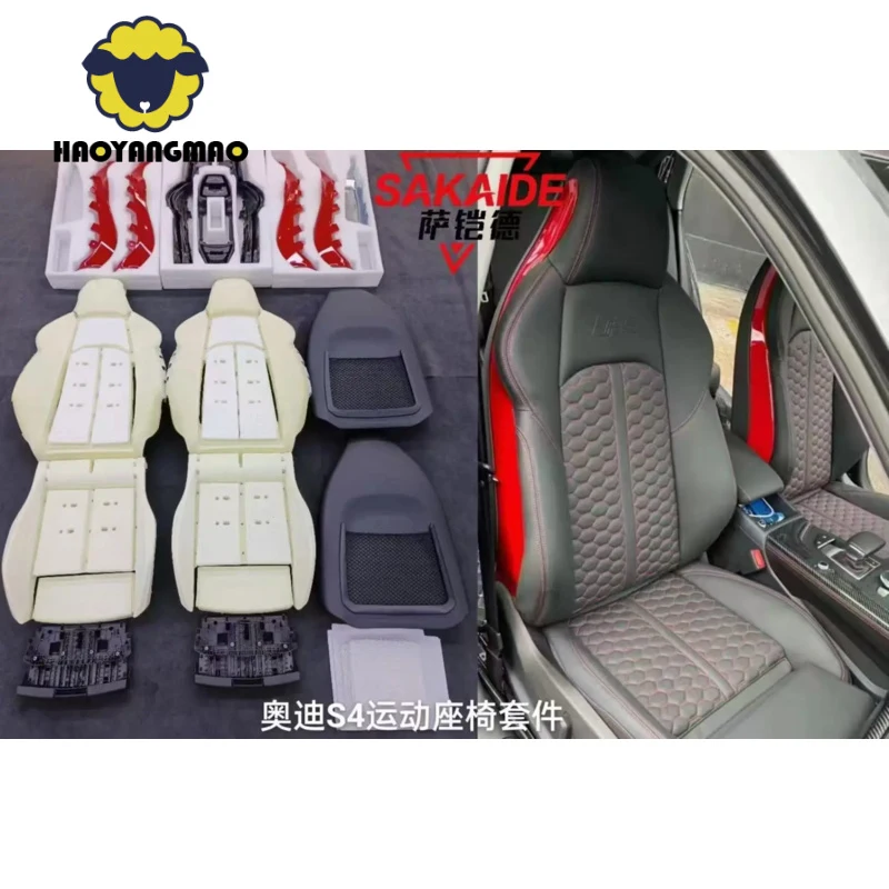 Car Accessories Custom Leather Cover Sports Racing Seats Bucket RS6 Sport Seat for Audi A3 A4 A5 A6 A7 Q5 Q7 Q8 Upgrade