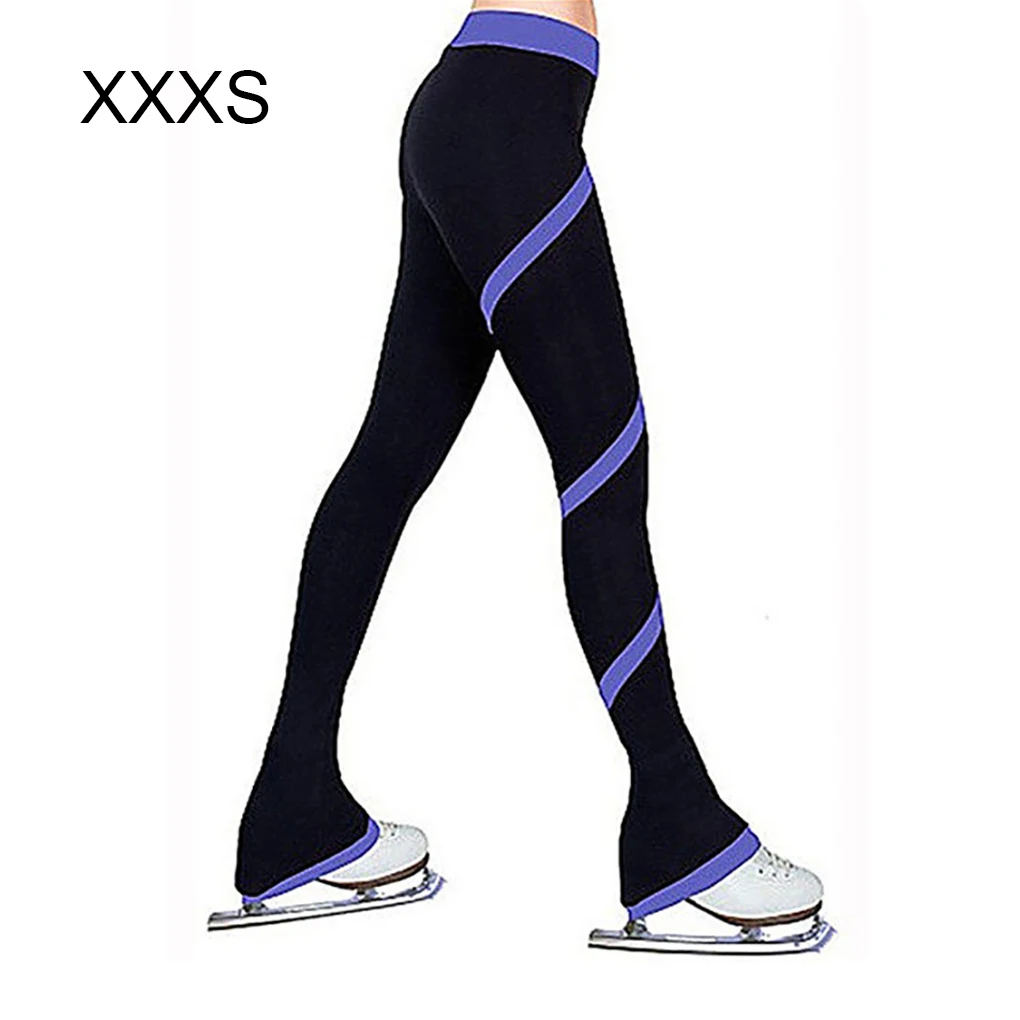 Fleece Ice Skating Pants Practice Lightweight Skating Trousers Slimming Team Training leggings Girls Lake Blue XXS