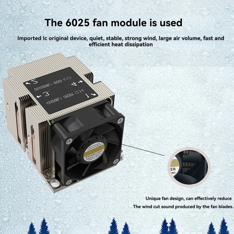 BAADE LGA3647-2U-R83 برودة 240 واط ل Lga 3647 نوع ضيق المبرد 2u بالوعة الحرارة 4 أنابيب الحرارة الجانب ضربة مروحة التبريد