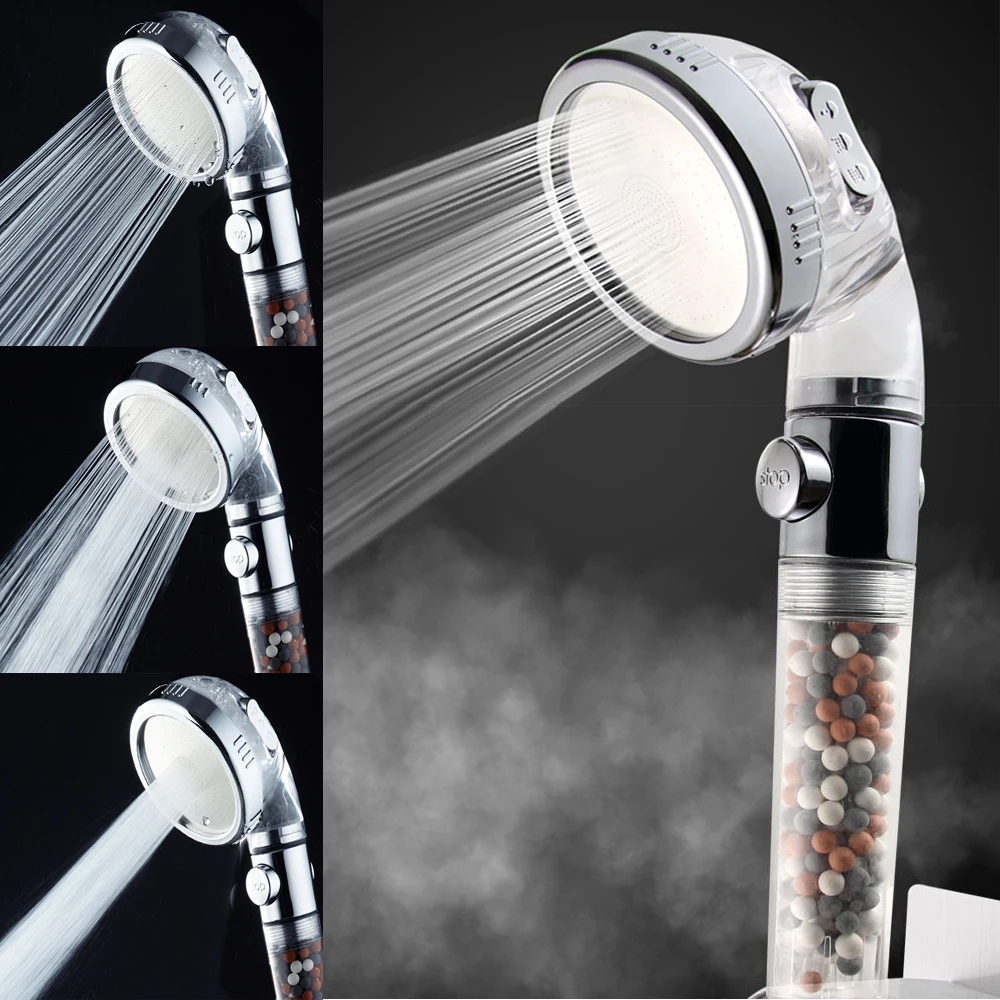 

Насадка для душа высокого давления с минеральными бусинами, фильтр включения/выключения, 3 режима, экономия воды, ручные насадки для душа, аксессуары для ванной комнаты