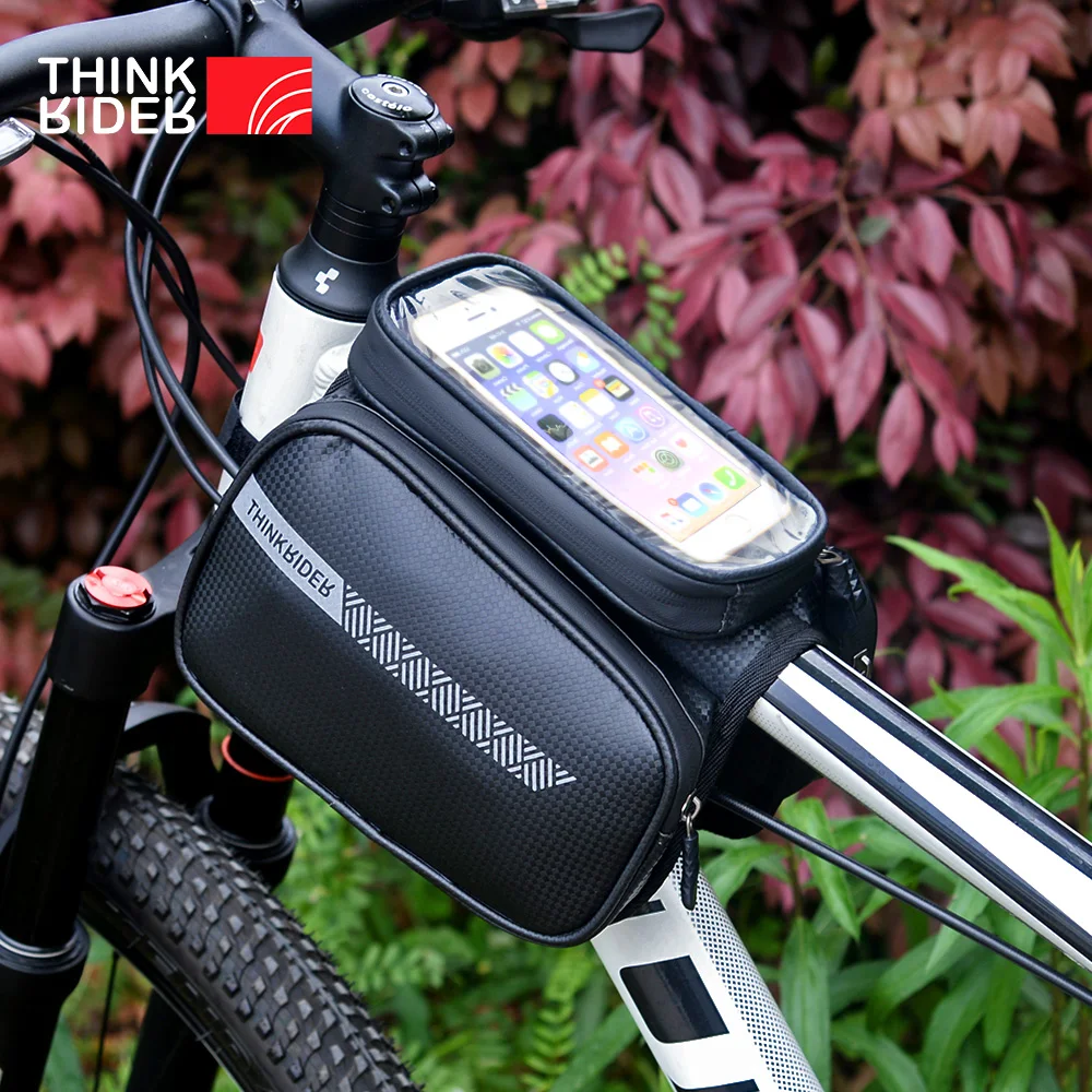 ThinkRider-Bolsa de tubo superior para teléfono con pantalla táctil, resistente a la lluvia, para cuadro de bicicleta de montaña y carretera,