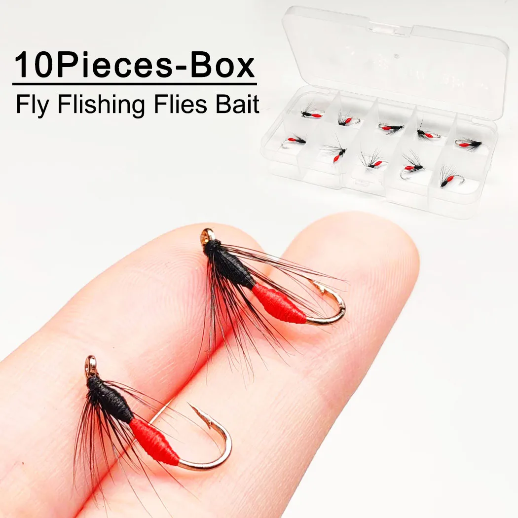 النمل الاصطناعي يطير الحورية الحمراء الطعم 10 قطعة/صندوق يطير ذباب الصيد الذباب الجاف حورية الطعم لصيد الأسماك مثل سمك السلمون المرقط/الجهير الخ #1