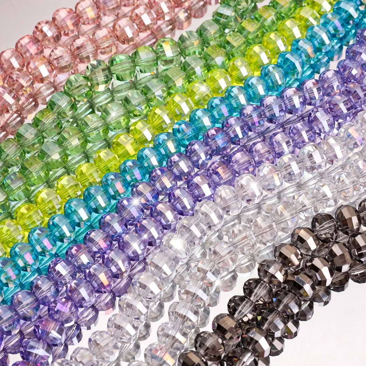 10/30pcs 8x6mm Faceted Crystal Rondelle Beads AB Color Glass Watermelon Beads For DIY Bracelet Necklace Jewelry Making Materials