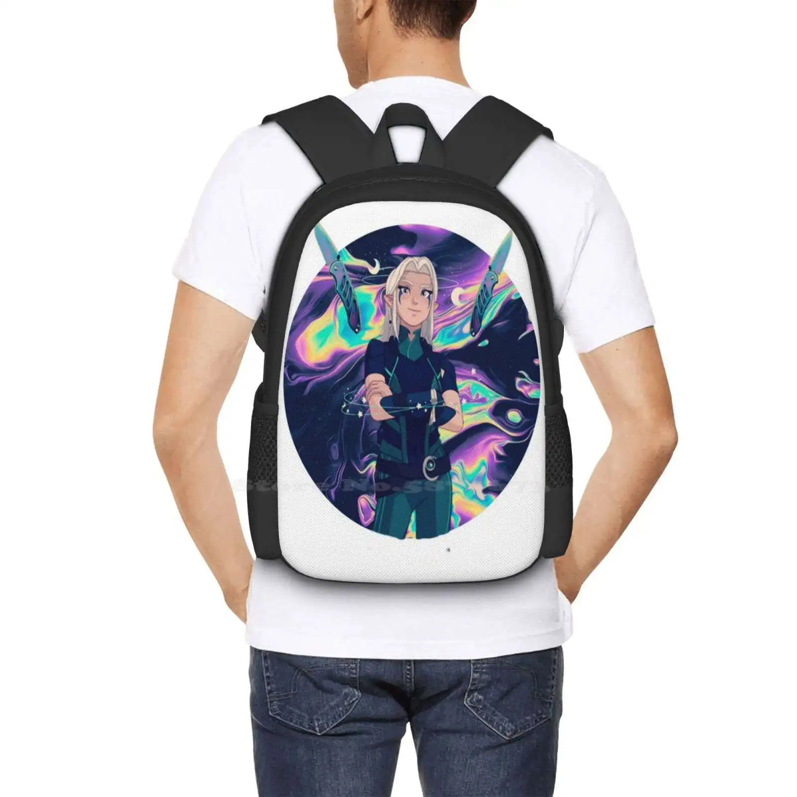 Rayla ~ The Dragon Prince Pattern Design Bag zaino per studenti Soren Dragon Prince Dragons Creature Callum Zaydia Bait Rayla