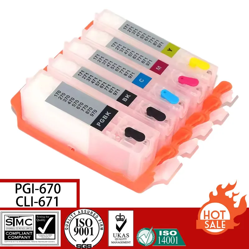 Compatible Empty Refillable Ink Cartridge for Canon PGI670 CLI671 670 671 with Auto Reset chip suit For Canon PIXMA MG7760