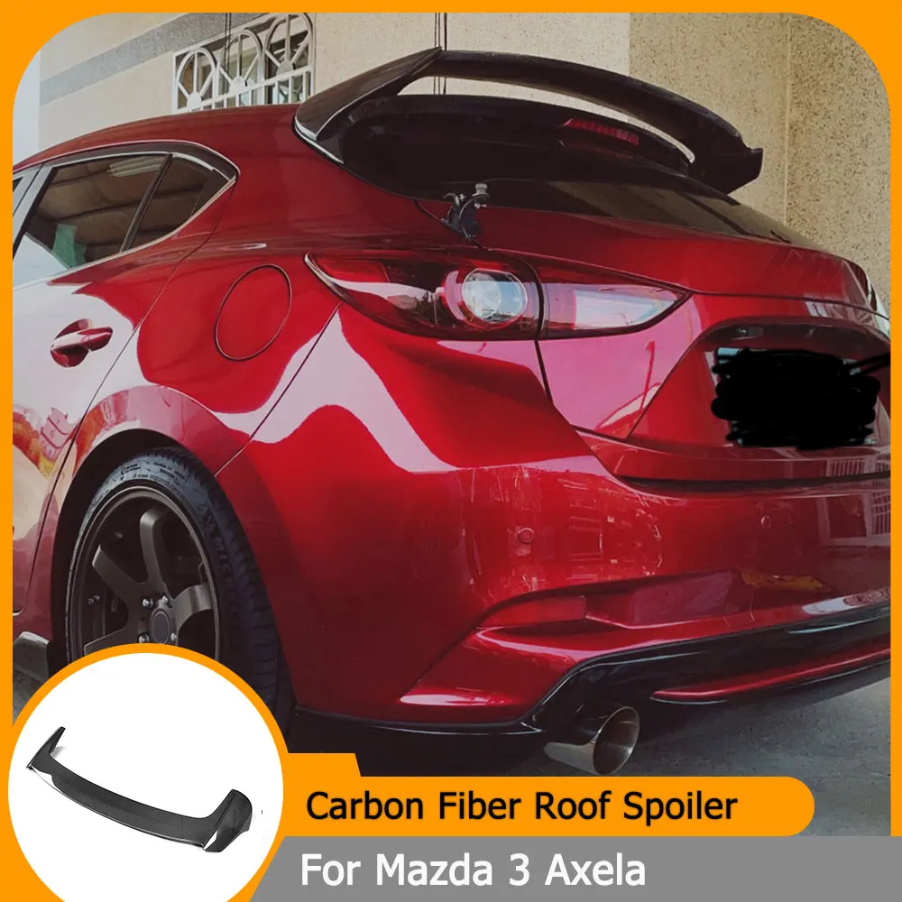 

Задний спойлер автомобиля, крыло на крыше, для Mazda 3 Axela Sport Hatchback, 4-дверный 2014-2017, углеродное волокно/FRP, задний крыш, спойлер, губа