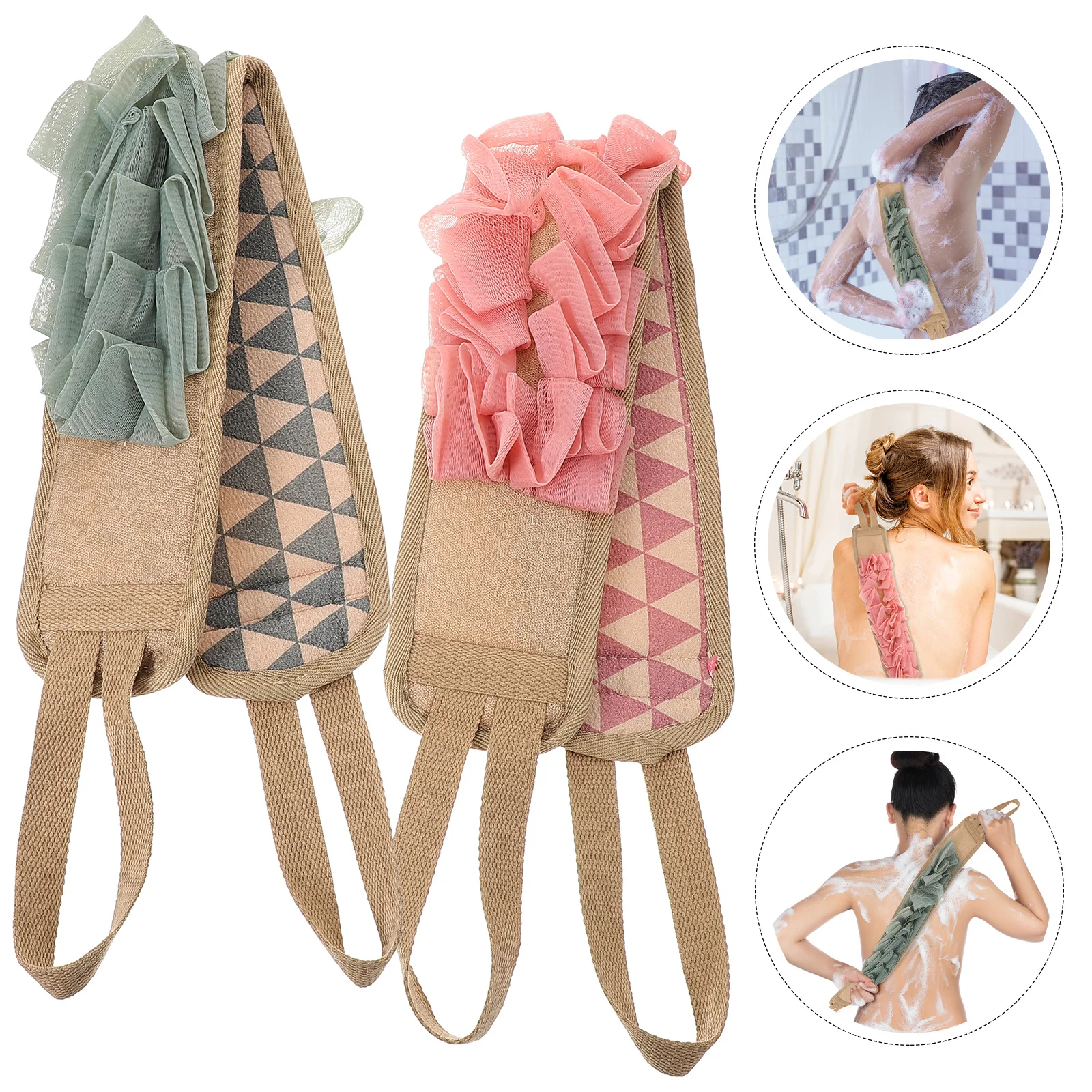 

2Pcs Dual Sided Back Scrubber Towel for Shower Exfoliating Bath Towel with Comfort Grip for Body Clean