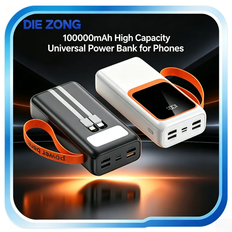 120W Super Fast Charging Portable Power Bank, 100000mAh Large Capacity, Universal Compatibility for All Mobile Phones