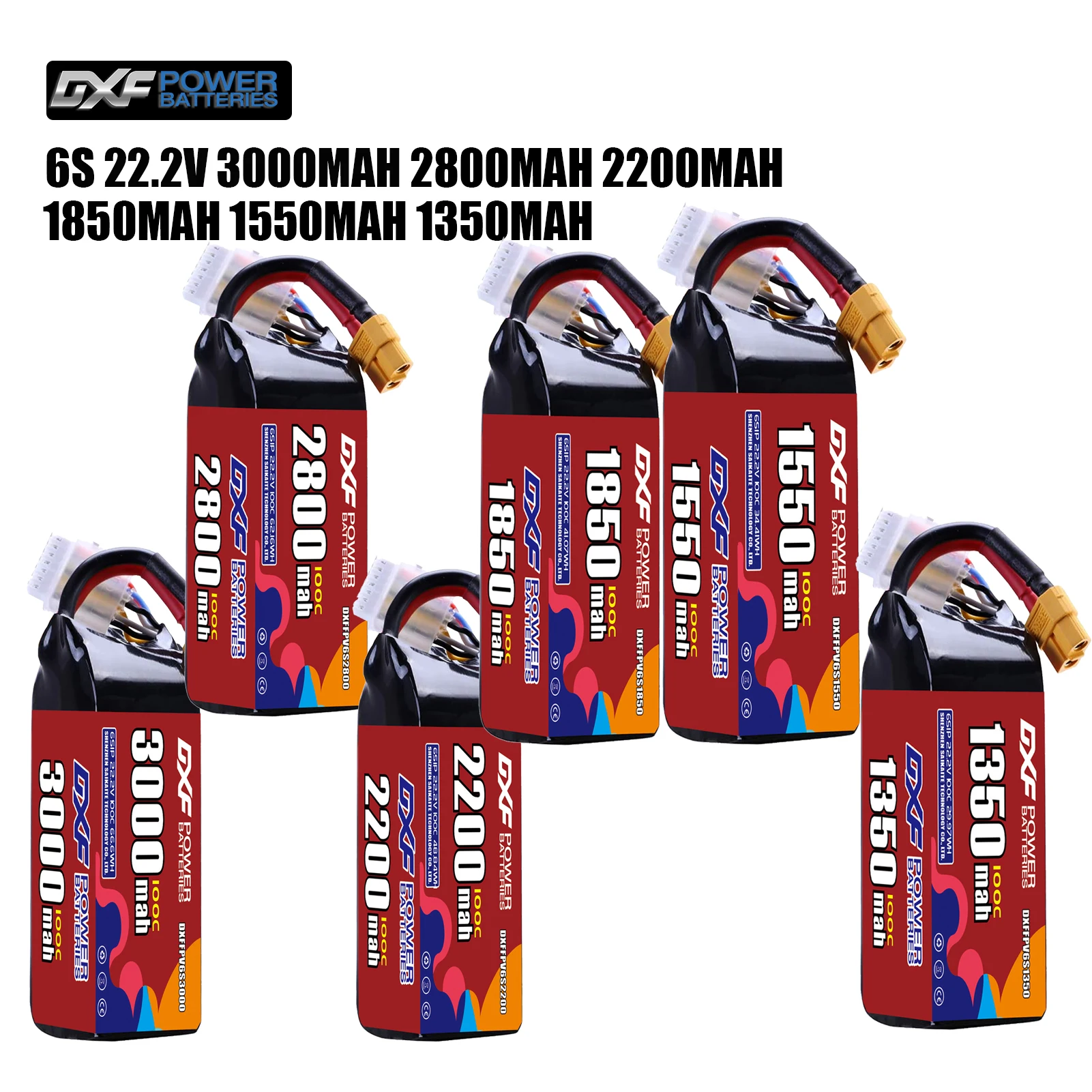 

DXF Lipo 6S Аккумулятор 22,2 В 3000 мАч 2800 мАч 2200 мАч 1850 мАч 1550 мАч 1350 мАч 100C XT30 XT60 JST Plug для FPV Quadcopter Drone