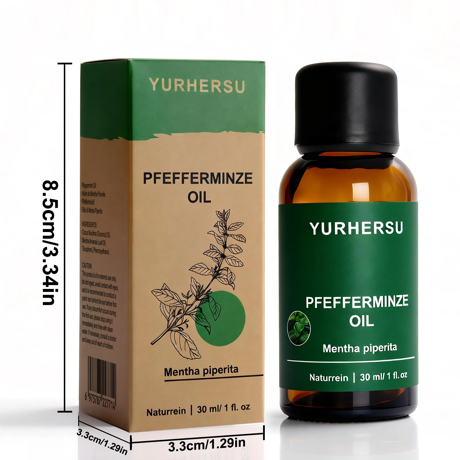 Peppermint Essential Oil 30ml for Focus & Energy, Mental Clarity, Cooling Inhalation, Study/Work, 100% Pure