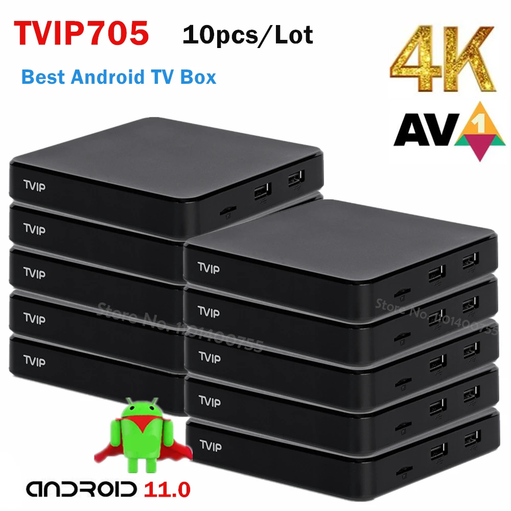 10pcs New TVIP 705 TV Box 4K Android 11.0 tvip v705 Amlogic S905W2 quad core 2.4/5G WIFI H2.65 Smart Iptv BT Box v705 PK TVIP605