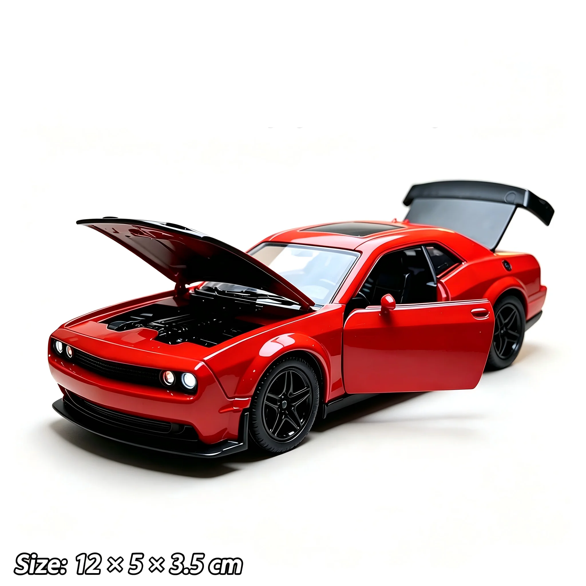 1:36 Hellcat Sportwagen, Modell aus Zinkdruckguss, Spielzeugauto mit Rückziehfunktion, aufklappbare Motorhaube und Türen, Tischdeko, Weihnachtsgeschenk für Jungen – Detail 1