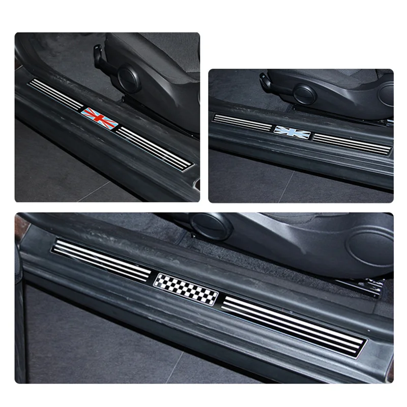 Stainless Steel Car Door Sill Strip Welcome Footboard Door Pedals Sticker Decoration Cover for Mini Cooper R55 Clubman R56