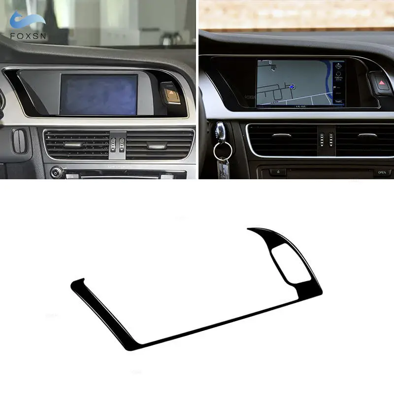 

For Audi A4 B8 2009 2010 2011 2012 2013 2014 2015 2016 Piano Black Car Navigation Panel Outer Frame Trim Cover Soft PVC Plastic
