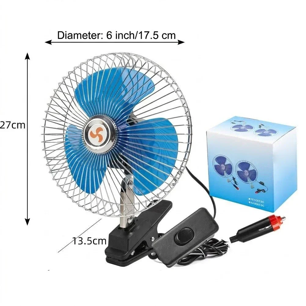 Car Fan Mini- Fan With Clip 12V And 24V Vehicle Clip-On Fan,180° Rotation Oscillating Fan Cooling Fan For Car, Truck, Dashboard