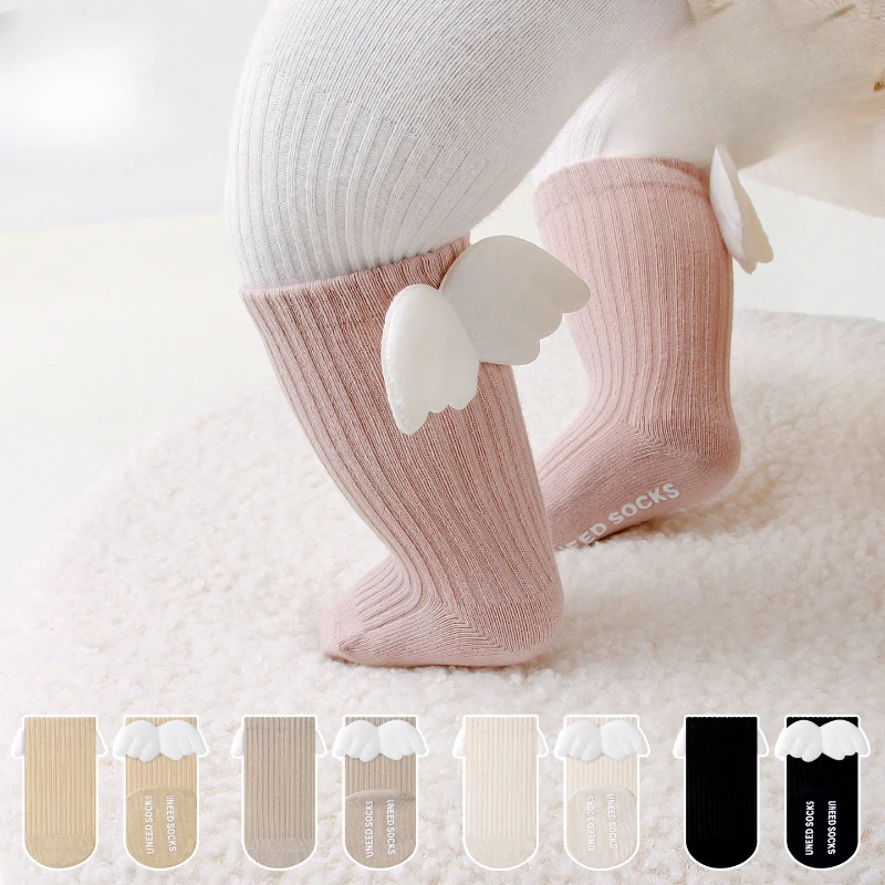 Newborn Infant Seamless Sock Non-Slip Cotton Crew Sock Cute Cartoon Wings-Baby Boy Girl Anti-Skid Grip Socks Photographyr Props