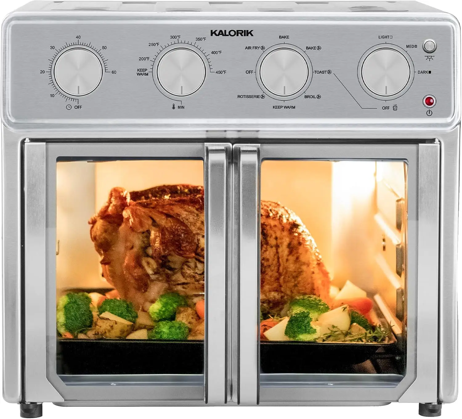 9-in-1 Countertop Toaster Oven and Air Fryer Combo, 26 Quart Capacity, 1700-Watts, Stainless Steel - Fry, Bake, Roast, Rotisseri