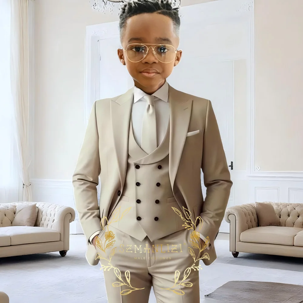 Boys wedding suit dress tuxedo 3-piece suit suitable for 2-16 year old boys customized dinner ceremony tuxedo suit