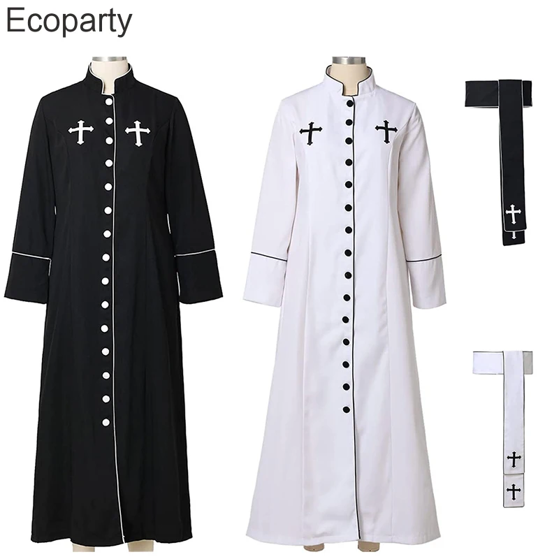 2023 New Men's Medieval Priest Cosplay Costume Catholic Church Roman Retro Pope Pastor Father Mass Missionary Robe Clergy Robe